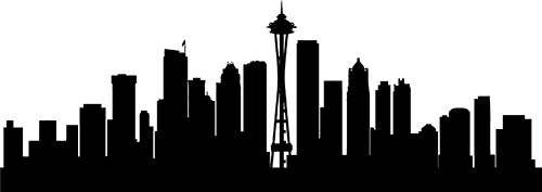 seattle skyline black and white